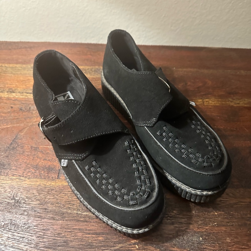 TUK Black Buckle Creepers